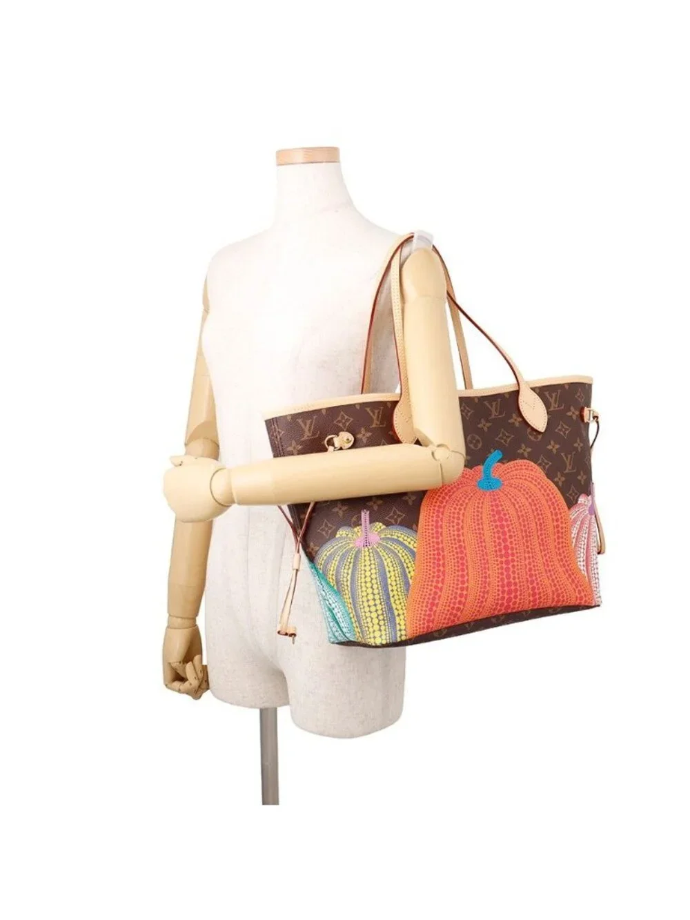 Louis Vuitton Tote Monogram Pumpkin LV Yk Neverfull MM Pouch Included Yayoi